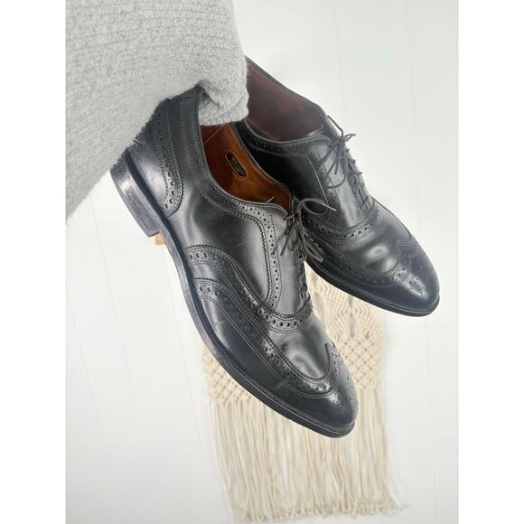 Allen Edmonds McAllister Black Leather Oxford Wingtip Dress Shoes Mens Size 14 - Picture 2 of 9